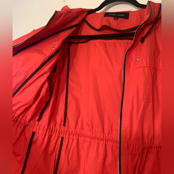 ** Black Rivet Red and Black Lightweight Zip Up Jacket 100% Cotton Size Medium - Picture 10 of 13